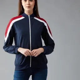DOLCE CRUDO Navy Color Blocked Jacket-picture-27