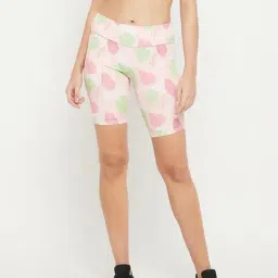 Clovia Pink Printed Sports Shorts-picture-18