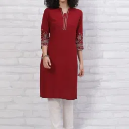 Rangriti Red Straight Kurta-image-74