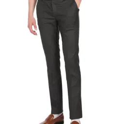 Arrow Dark Grey Regular Fit Self Pattern Trousers-image-29