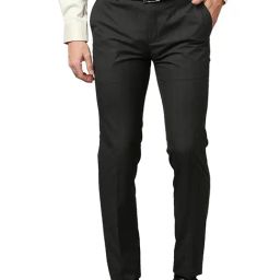 Raymond Black Slim Fit Flat Front Trousers-image-32
