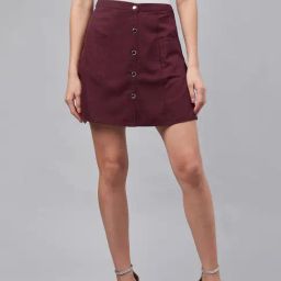 Marie Claire Wine A-Line Mini Skirt-image-40