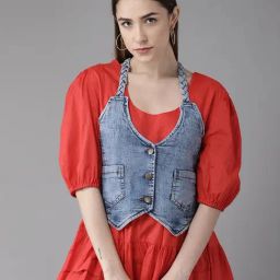 KASSUALLY Blue Cotton Regular Fit Shrug-image-36