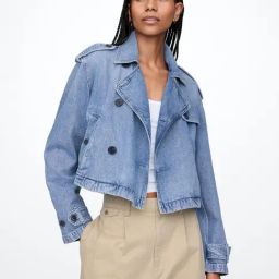 GAP Light Blue Relaxed Fit Solid Denim Jacket-image-41