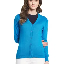 MOCA by Monte Carlo Blue V Neck Cardigan-image-27