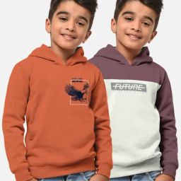 HELLCAT Orange & Lilac Printed Full Sleeves T-Shirt (Pack Of 2)-image-0