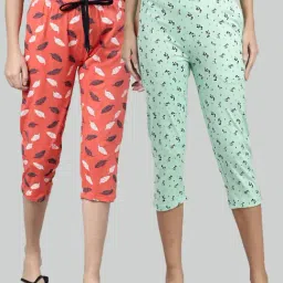 Kryptic Coral & Pista Green Printed Capris - Pack of 2-image-48