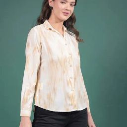 Crimsoune Club Beige Printed Casual Shirt-image-40
