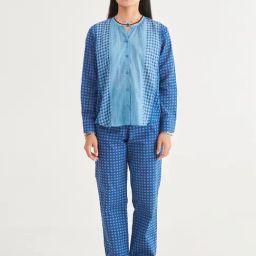 Prakriti Jaipur Indigo Checks Co-Ord Set-image-63