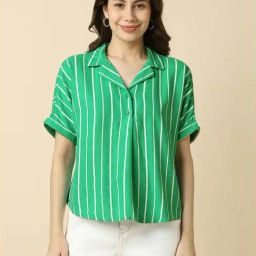 Allen Solly Green Regular Fit Striped Top-image-46