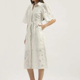 United Colors of Benetton White Embroidered Casual Dress-picture-20