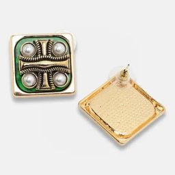 Sohi Gold Plated Party Designer Stone Stud Earrings-16