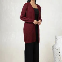Soch Maroon Regular Fit Self Pattern Shrugs image 3