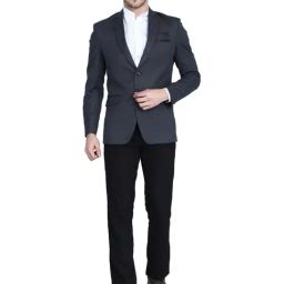 Tahvo Grey Cotton Slim Fit Two Piece Suit-image-70