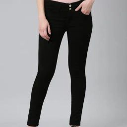 SHOWOFF Black Denim Slim Fit Mid Rise Jeans-image-36