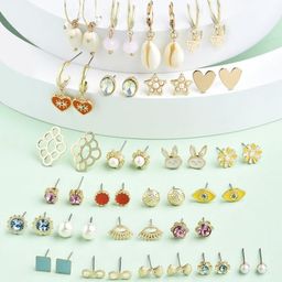 Zaveri Pearls Set of 25 Multicolor Contemporary Studs & Hoop Earrings-ZPFK15128-67