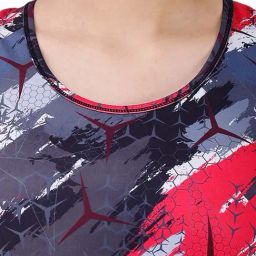 Soie Grey & Red Printed Sports Bra Shorts Set image 4