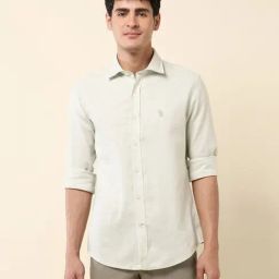 U.S. Polo Assn. Green Cotton Regular Fit Shirt-image-68