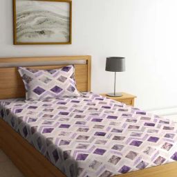 Klotthe Purple 400 TC Cotton Single Elastic Bedsheet with Pillow Cover-image-68