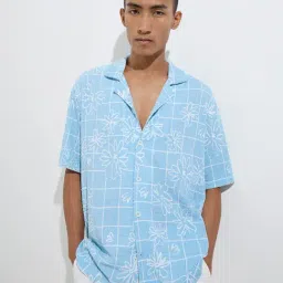 Nuon by Westside Light Blue Floral Printed Relaxed-Fit Shirt-picture-12