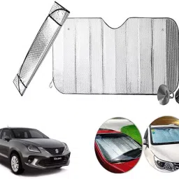 Auto Pearl F24 Dashboard Sun Shade Cover with Suction Cup for Maruti Suzuki Baleno (Silver)-38