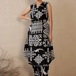 Indo Era Women Printed Regular Pure Cotton Kurta with Trousers-image-94