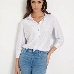 Guess White Fashion Embellished Regular Fit Shirt-image-91