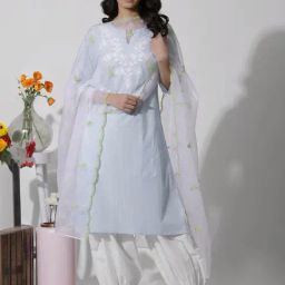 W White Embroidered Dupatta-19