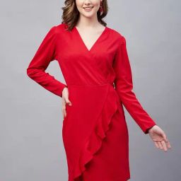 Carlton London Red Wrap Dress-image-10