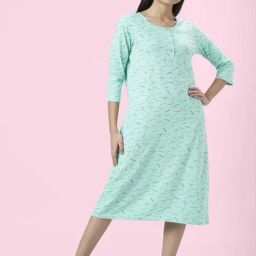 Dreamz by Pantaloons Turquoise Cotton Printed Night Dress-image-34