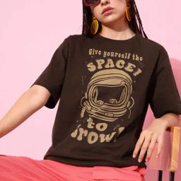 Dillinger Chocolate Brown Cotton Graphic Print Oversized T-Shirt-picture-34