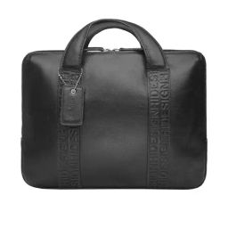 Hidesign Black Solid Leather Laptop Messenger Bag-picture-8