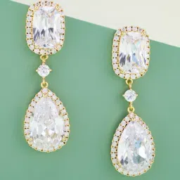 Kushal's Fashion Jewellery White Gold Polished Zircon Earring for Women-picture-4