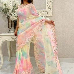 Saree Mall Multi Embellished Sarees With Unstitched Blouse-image-46
