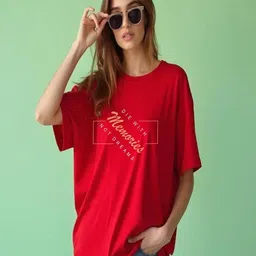 HESHA Women Printed Oversized Pure Cotton T-shirt-image-85