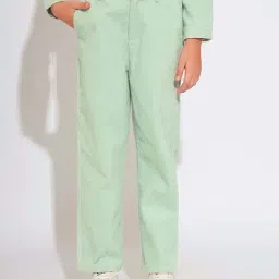 VERO MODA GIRL Kids Mist Green Cotton Solid Pants-image-21