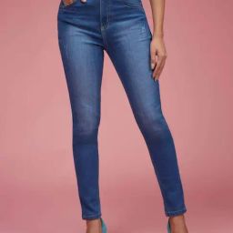 Miss Chase Blue Clean Look Regular Length Twill Tape Detailing Scraped Stretchable Denim Jeans-image-53