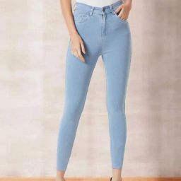 Miss Chase Light Blue Skinny High Rise Distressed Cropped Denim Jeans-image-55