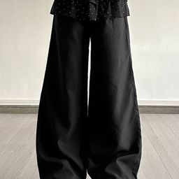 LULU & SKY Women Loose Fit Mid-Rise Layered Flounce Skirt Parallel Trousers-image-55