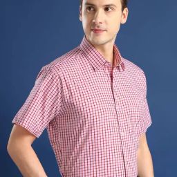 Hancock White Cotton Slim Fit Checks Formal Shirt-image-23