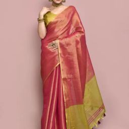Elora Pink Linen Saree With Unstitched Blouse-picture-43