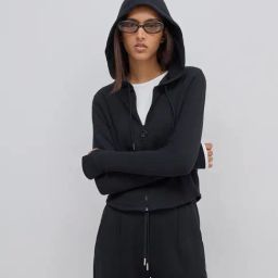 Studiofit by Westside Black Ribbed Textured Cotton Blend Jacket-image-104