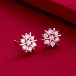 Kushal's Fashion Jewellery White Rose Gold Polished Zircon Earring for Women-picture-42