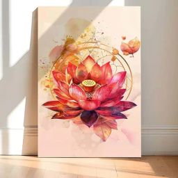 Art Street Pink Abstract Lotus Flower Stretched Canvas Painting-36