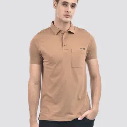 IZOD Beige Cotton Slim Fit Polo T-Shirt-picture-5