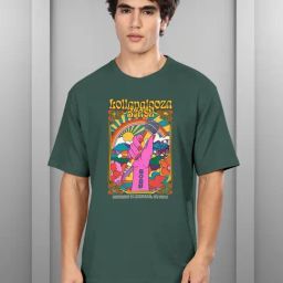 Bullmer Green Cotton Loose Fit Printed T-Shirt-image-63