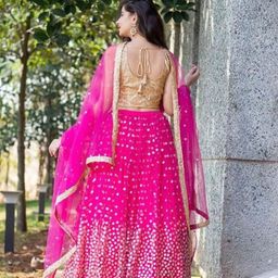 Piludi Embellished Sequinned Semi-Stitched Lehenga & Unstitched Blouse With Dupatta image 3