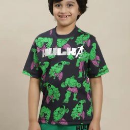 Kidsville Hulk Printed Regular Fit Black T-Shirt For Boys-image-46