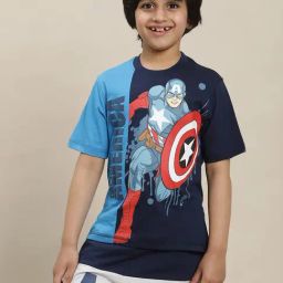 Kidsville Captain America Printed Regular Fit Multicolor T-Shirt For Boys-image-55