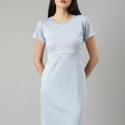 SHOWOFF Blue Regular Fit A Line Dress-image-18